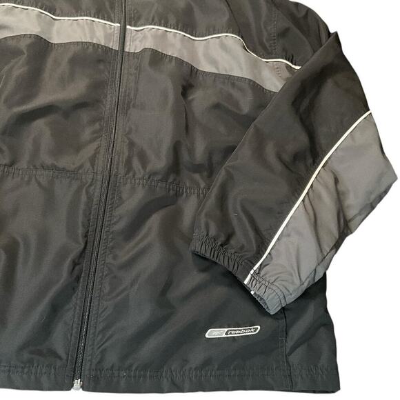 Vintage Reebok Windbreaker Sweat Suit Size Large 90's Black and Gray Polyester - Picture 4 of 15